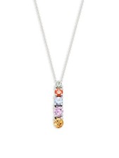 NWT orig $1300 Effy Multicolor Rainbow Sapphire 14KT White Gold Pendant 1.08 TCW