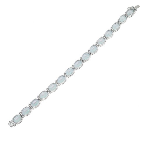 JH YOUNG 925 Sterling Silver Real Mystic Topaz Gem Tennis Link Bracelet 7.75" - Picture 6 of 8