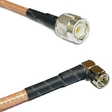 RG142 Silver TNC MALE to SMA MALE ANGLE Coax RF Cable USA Lot