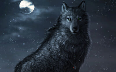 Anime Artistic Close Up Fantasy Moon Wolf  Gaming Mat Desk 14671