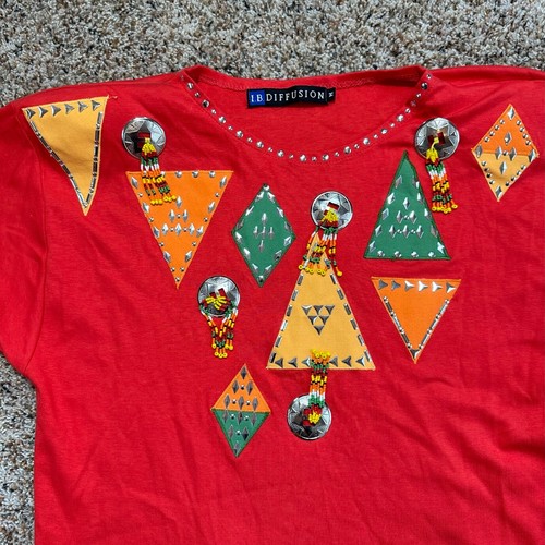 Vintage NEU 80er Jahre IB Diffusion zweiteiliges Southwestern Native Perlen Outfit Set S/M - Bild 15 von 20