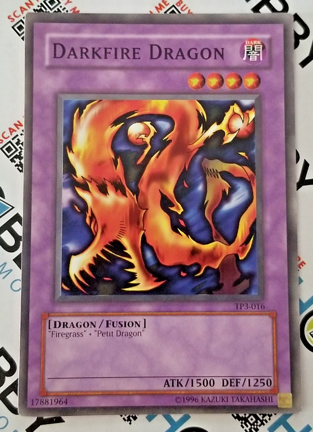 YuGiOh TCG Darkfire Dragon TP3-016 Light Play Condition Rare Card  