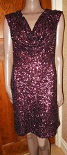 Stunning Mulberry SEQUIN Party Evening DRESS by FRENCH CONNECTION - Size 14