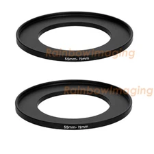 (2 Pcs ) 55-72mm 55 mm to 72 mm Metal Step Up Lens Filter Stepping Ring Adapter