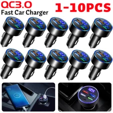 4USB+PD Type-C Fast Charger Power Adapter wiz Digital Display Auto Car Plug 15W