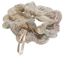 VTG Victoria's Secret Garter Gold Label Ivory Lace Pearls Peach Rose Early Yr 94