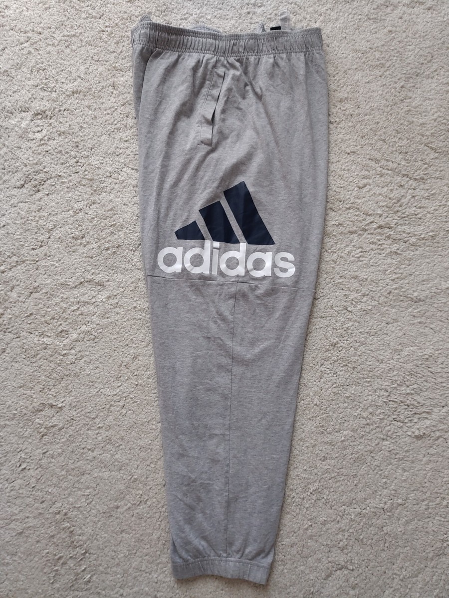 Adidas Mens Track Pants Trousers Gray Training Hype Joggers Big Logo 3XL