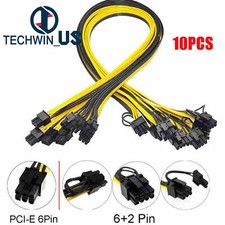 10pcs 50cm Quality 6 pin to Dual 8 Pin 6 2Pin PCI-E Cable 18AWG Mining