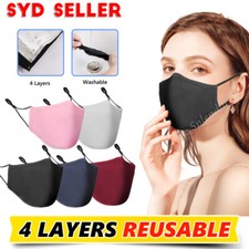 Premium Fabric Washable Adult Face Mask Cloth Masks Cover Reusable Adjustable AU