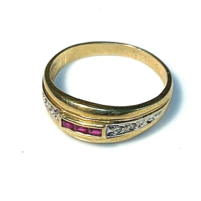 Bague En Or 18 Carats Avec Rubis - Taille 54, Poids 3.20g, Occasion Magnifique