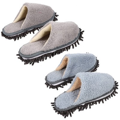  2 Pairs Haushaltskehrpantoffeln Haushaltsmop -Hausschuhe Waschbare Moppschuhe