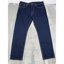 Levis 505 Regular Jeans Mens 36x32 Straight Leg Blue Denim Stretch Dark Wash NWT