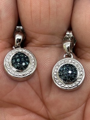 925 sterling JTV , New On Box ,Lab Created Sapphire & Cz Earrings Signed SJ .