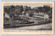 c1940 Minerva Ohio OH Vintage Postcard Green Gables Tourist Camp Cabins Route 30