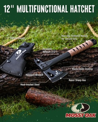 MOSSY OAK 12'' Camping Axe and Survival Hatchet Small Camping Gear for Hiking New