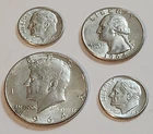 1964‑D Dimes ×2 • 1964 Kennedy Half • 1964 Quarter • 4‑Coin 90% Silver Lot   104