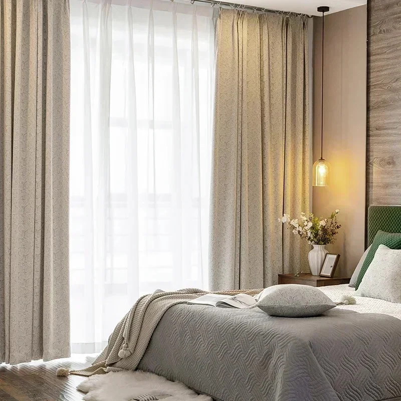 Cortinas opacas para sala dormitorio estilo japonés estilo simple literario Foto 3 de 4