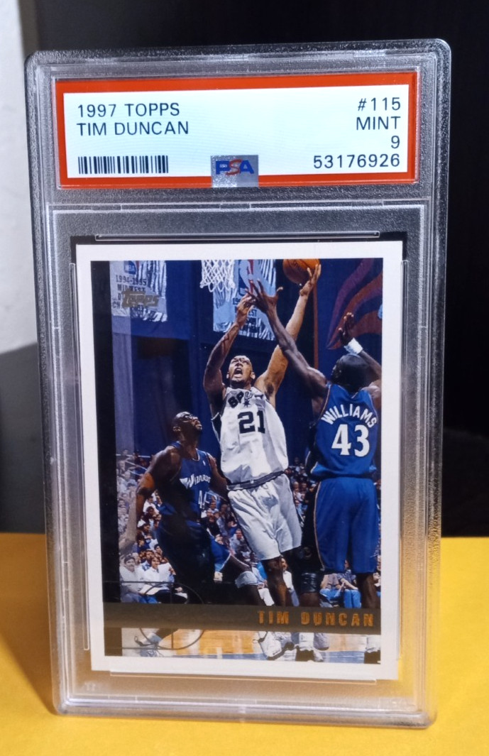 1997-98 Topps #115 Tim Duncan Rookie RC - PSA Mint 9 - San Antonio Spurs