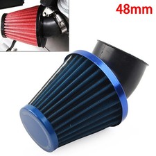 Motorcycle 48mm Air Intake Filter Cleaner Rubber Bend Inlet Stainless Steel Blue