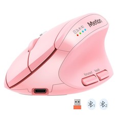 Pink Wireless Ergonomic Mouse, Bluetooth Vertical Rechargeable Mice, 4 Adjust...