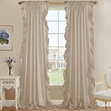 Cottage Ruffle Curtains 96 Inches Long, Ristic Farmhouse Drapes for Large Win...