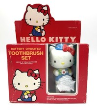 Hello Kitty Vintage Sanrio Battery Operated Toothbrush Set 1984- OPEN BOX/UNUSED