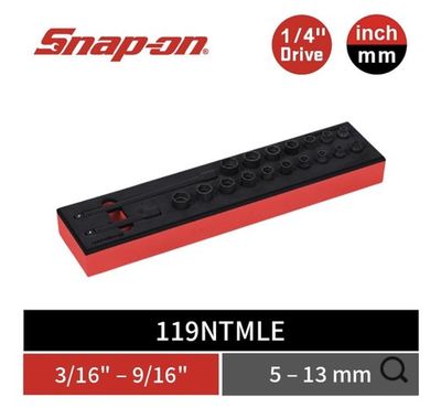 #ad Snap on 19pc 1 4” Drive Metric SAE Power Socket amp; Extension set 119NTMLE NEW $295.00