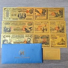 9pcs in Envelope Gold Foil US Dollar Banknotes Set Collectible Plastic Money