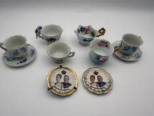 MINIATURE Collectable Painted Teacups  Saucers , Plates   VTG