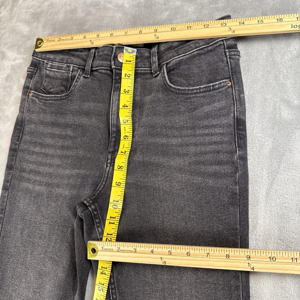 Zara女式6码灰色黑色直筒牛仔裤原始下摆99%纯棉 — 第 2/4 张图片