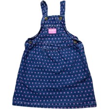 OshKosh B'Gosh Girls Denim Floral Tulip Overall Dress Skirtall VTG Size 5