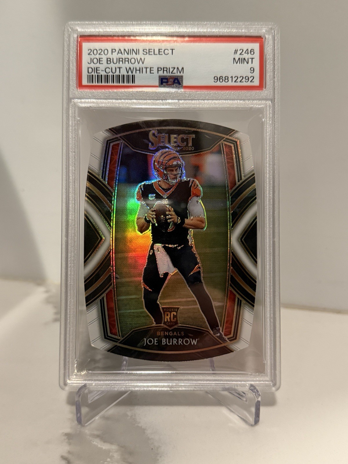 2020 Panini Select - Club Level Joe Burrow #246 White Prizm Die-Cut (RC)