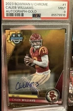 Caleb Williams 2023 Bowman U Chrome GOLD  Refractor Auto /50 PSA 9 Mint