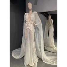 Exquisite Sequined White Evening Dresses Mermaid Party Gowns Luxury Prom Dress