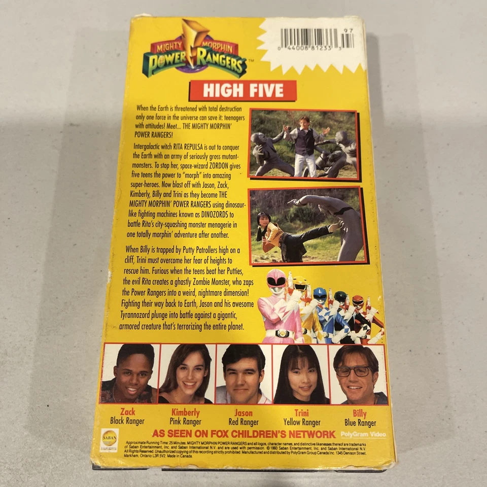 Mighty Morphin Power Rangers: High Five VHS  Rare Its Morphin Time Saban - Image 3 of 4