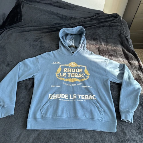 FELPA CON CAPPUCCIO RHUDE LE TABAC TAGLIA XTRA LARGE RARA BLU XL AUTENTICA