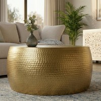 Runder Couchtisch Orient Iii 60Cm Gold Metall Hammerschlag Design Handmade
