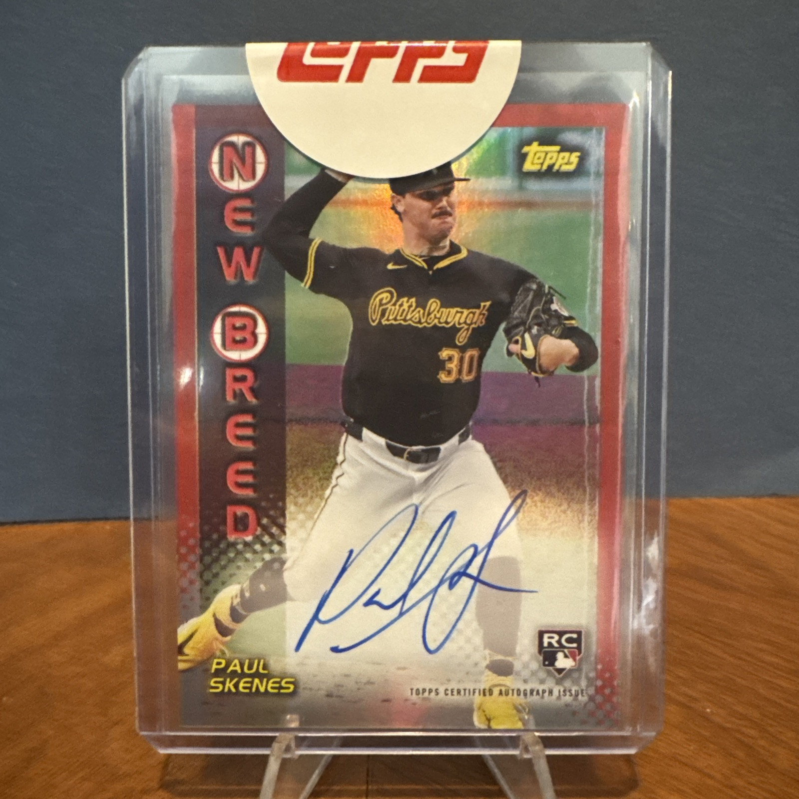 2024 Red 10/10 Paul Skenes Topps Archives #99NBA-PS New Breed On Card Auto SP RC