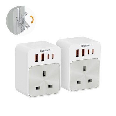 Tessan UK auf US Stecker Adapter 2er Pack Faltbar USA Reiseadapter mit USB C (20W