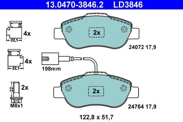 Bremsscheiben-BremsbeläGe-Kit ATE 13.0470-3846.2 Ford 1559697 Ford 1731171-image