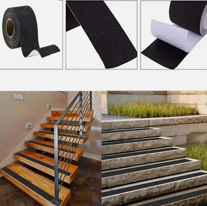 Anti Slip Non Skid High Traction Safety Grit Grip Tape Strips Self Adhesive Back image 7