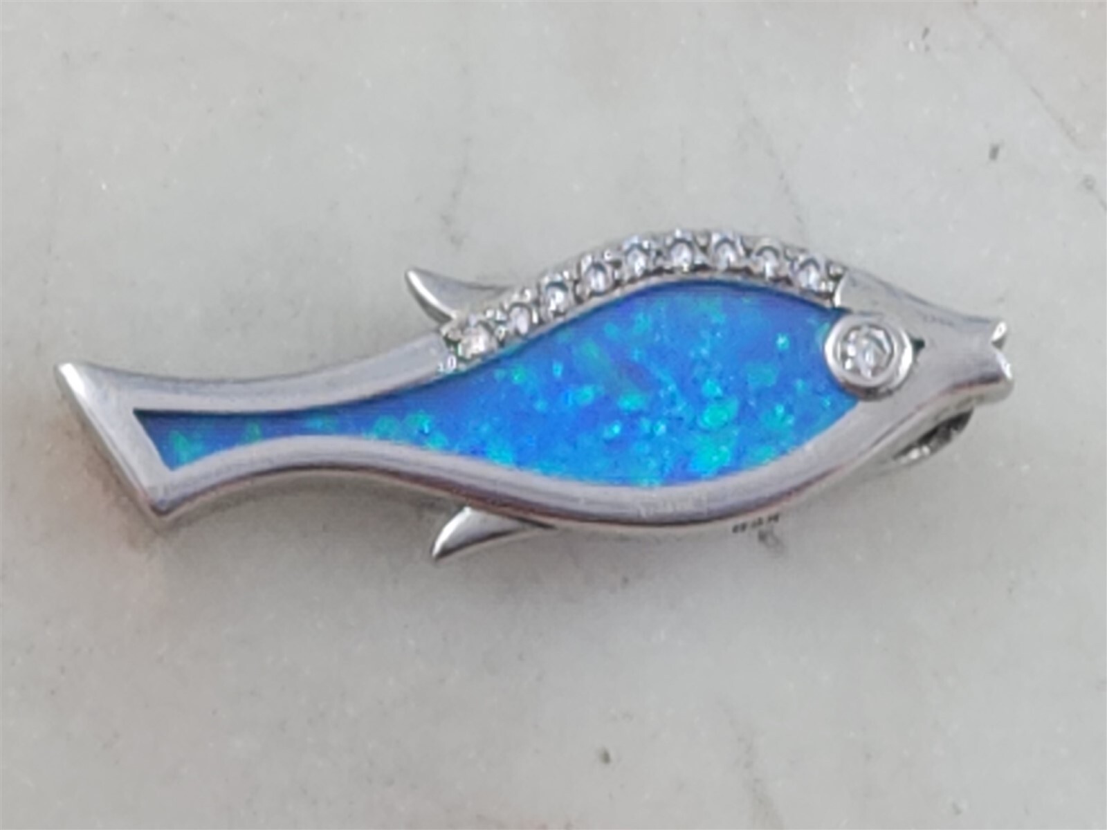 Vintage Solid Sterling Silver Clear Gemstone Blue… - image 1