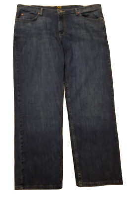 Lee Men's Size 42 x 30 Regular Fit Straight Blue Jeans