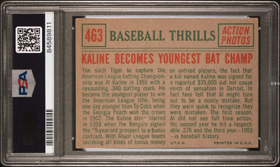 1959 TOPPS #463 AL KALINE BECOMES YOUNGEST BAT CHAMP, PSA 4 (MK