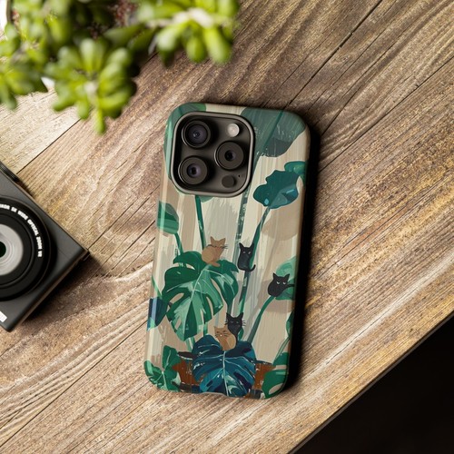 Phone-Ink iPhone, Pixel, Samsung Galaxy Case - Monstera Green Plant Cats - 第 10/191 張圖片