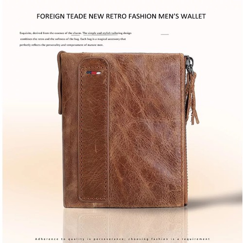 DZ Herren Herren Echtleder RFID Doppel Reißverschluss Münze Tasche Geldbörse Geldbörse - Bild 2 von 20