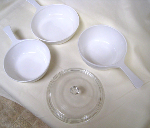 Lot Of 3 Corning Ware Blue Cornflower P-81-B, P-82-B, P-83-B Skillets 1 Lid EUC