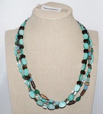 Silpada Sterling Silver Triple Strand Magnesite, Quartzite, Agate Necklace N2195