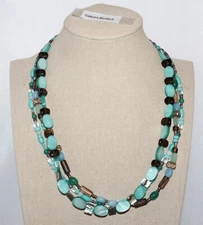 Silpada Sterling Silver Triple Strand Magnesite, Quartzite, Agate Necklace N2195