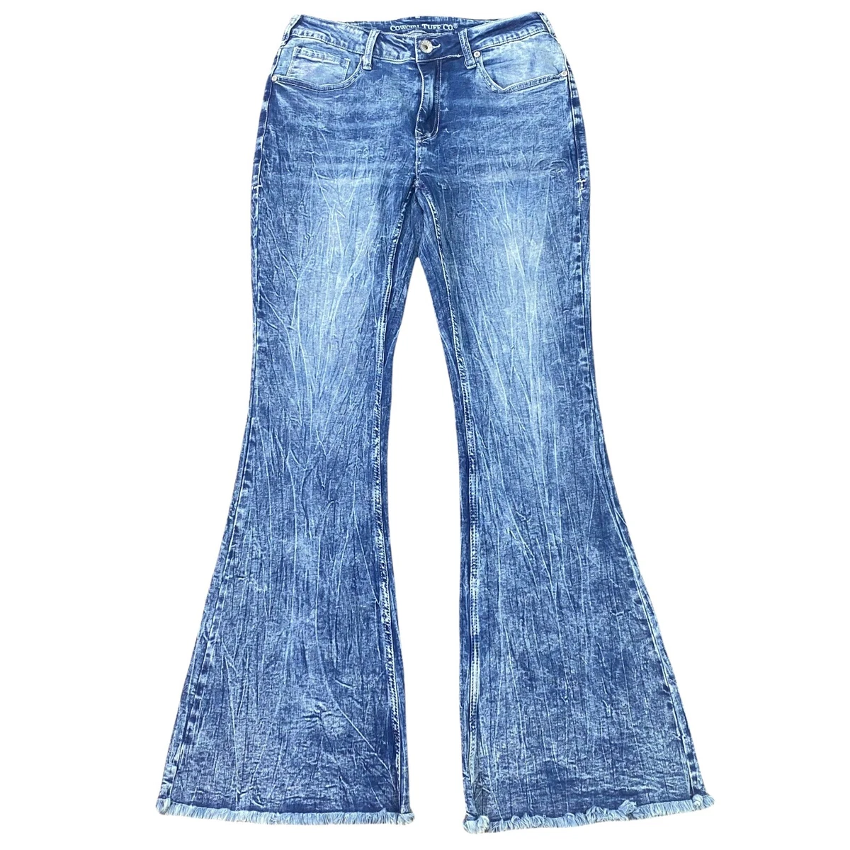 Cowgirl Tuff C Breeze Flare Bell Bottom Acid Wash Jeans Women